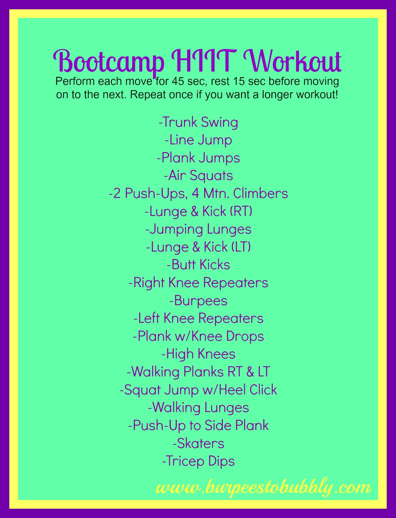 Wednesday Workout  20 Minute Bootcamp Hiit Workout