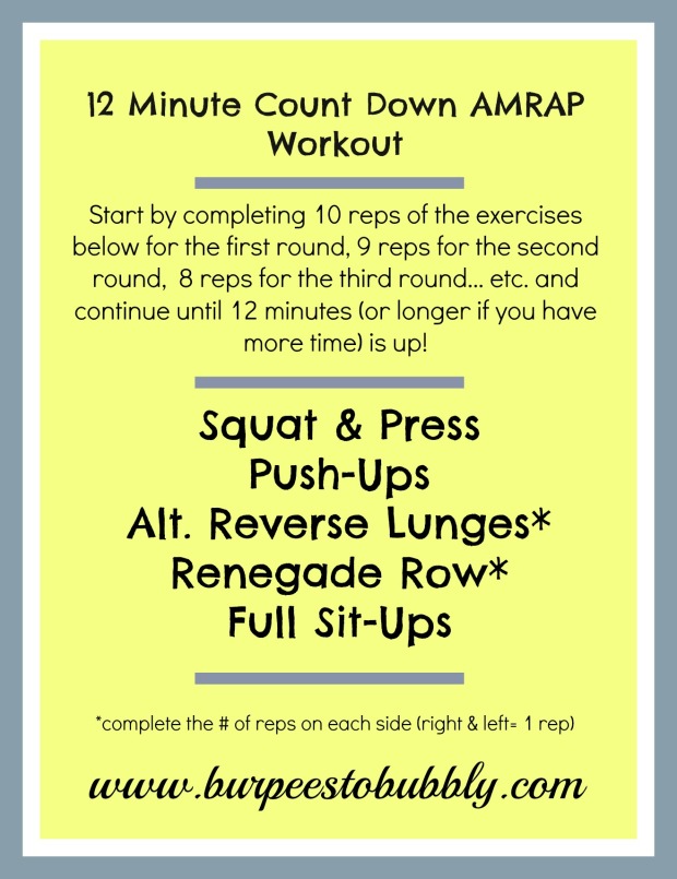 12 Minute Count Down AMRAP Workout